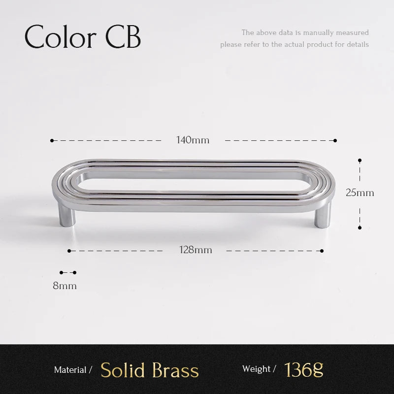 Solid Brass Handle Chrome Silver Kitchen Cabinet Pulls Bedroom Wardrobe Handles Luxury Furniture Drawer Knob