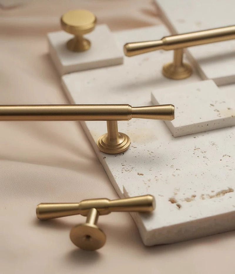 Brass Furniture Handles Modern Simple Matt Brass Cupboard Wardrobe Door Shoe Box Drawer Cabinet Knobs Pulls