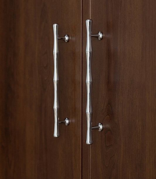 Solid Brass Handle Chrome Silver Bamboo Kitchen Cabinet Pull Wardrobe Drawer Knob