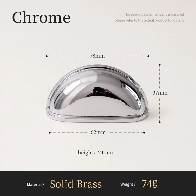 U-Shaped Chrome Furniture Handle Solid Brass Bright Silver Shell Drawer Knob Modern Simple T-Bar Cabinet Long Pull
