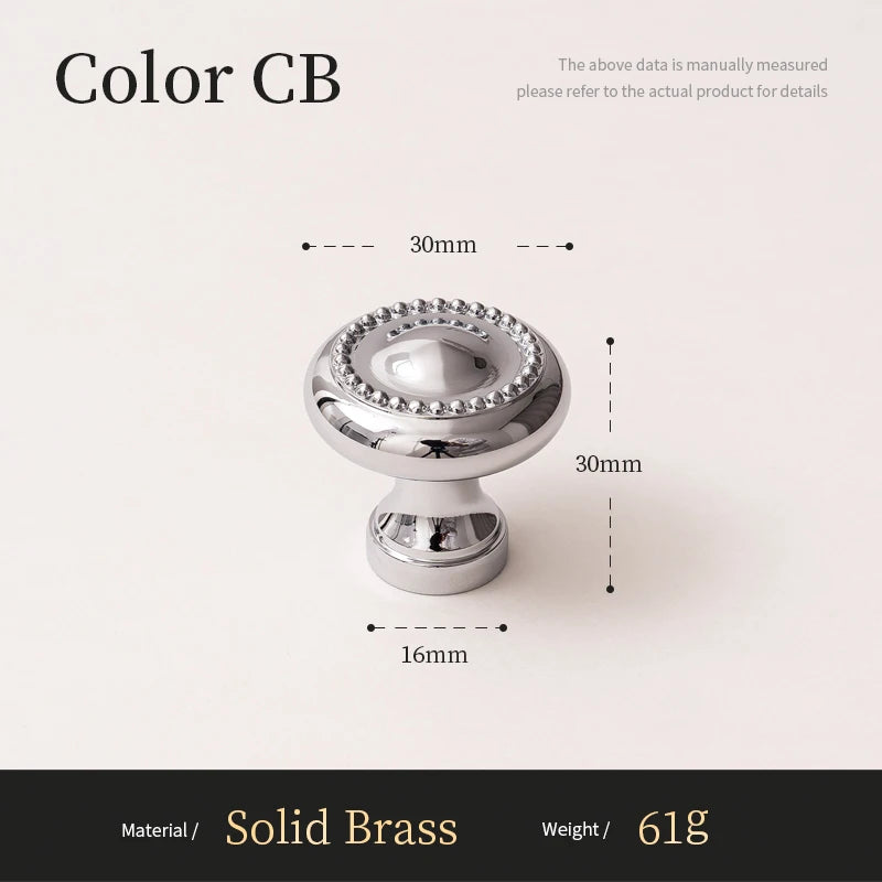 Solid Brass Cabinet Handle Chrome Silver Kitchen Cabinet Pull Wardrobe Dresser Drawer Knob Furniture Hardware Accessories