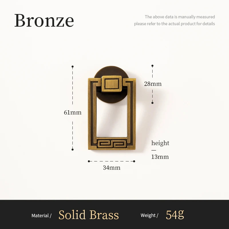 Solid Brushed Antique Brass Handles Chinese Style Kitchen Cabinet Pull Wardrobe Drawer Knob Furniture Handle