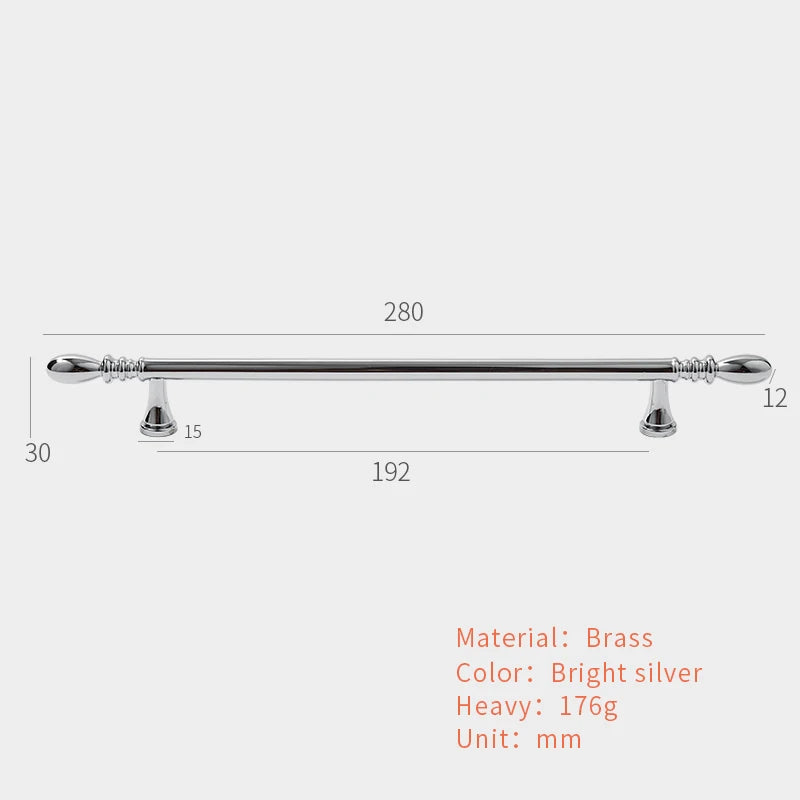 Brass Bright Silver Furniture Handles Nordic Modern Minimalist Chrome Luxury Wardrobe Kitchen Cabinet Closet Drawer Dresser Knob