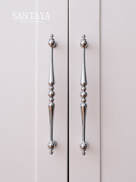 Chrome Brass Kitchen Cabinet Handles Solid Silver Copper Wardrobe Pulls Furniture Handle Dresser Drawer Knobs