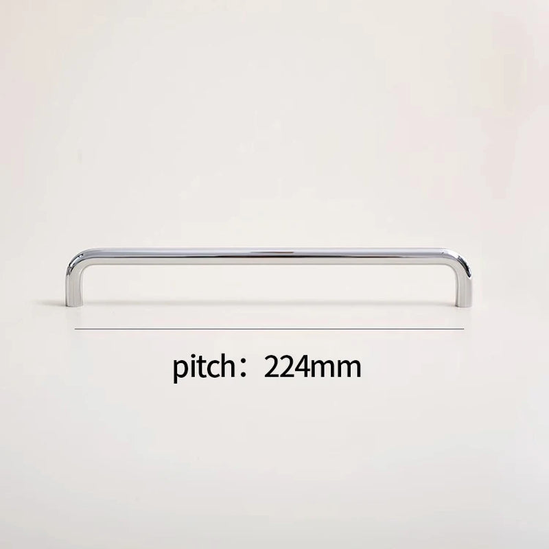 U-Shaped Chrome Furniture Handle Solid Brass Bright Silver Shell Drawer Knob Modern Simple T-Bar Cabinet Long Pull