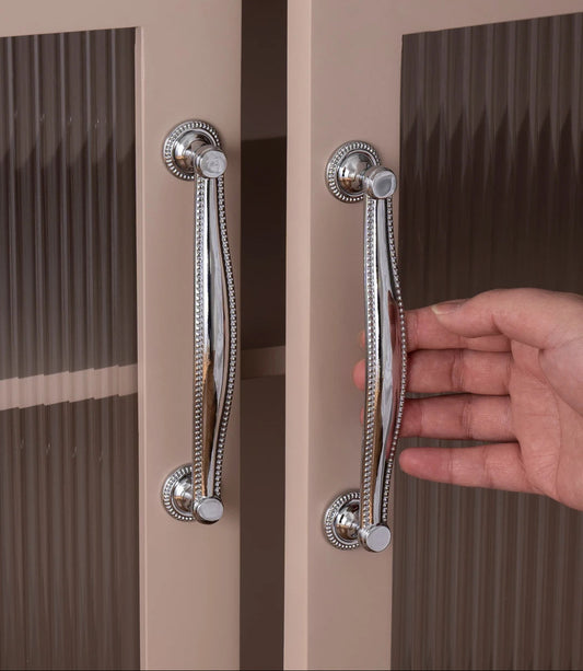 Solid Brass Cabinet Handle Chrome Silver Kitchen Cabinet Pull Wardrobe Dresser Drawer Knob Furniture Hardware Accessories