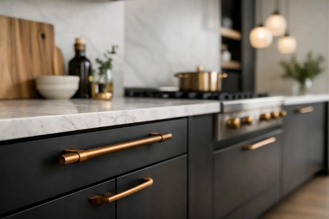 Bronzen grepen voor een stijlvolle moderne keuken
