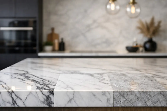 Welke finish bij een marmerlook keuken?