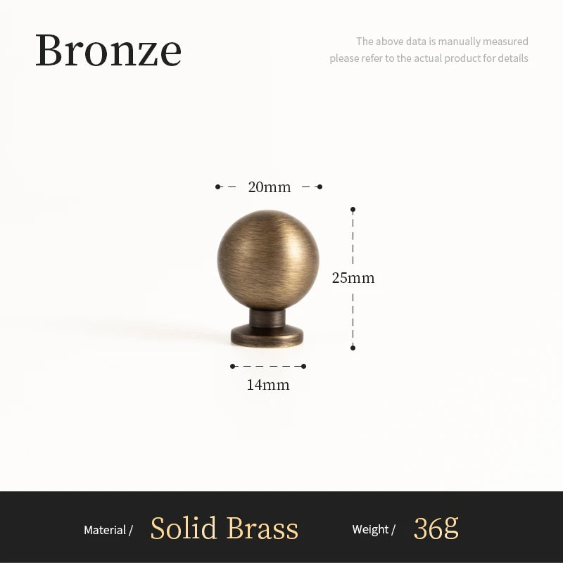 Antique Brass round Cabinet Handles Drawer Knobs Solid Vintage Bronze Knob Retro Brass Kitchen Hardware for Cupboard Furniture
