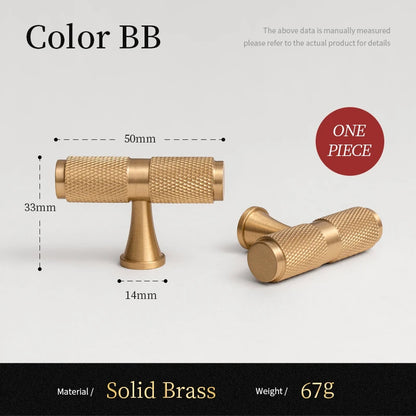 Solid Brushed Brass Handle Cross Knurled Kitchen Cabinet Pulls Wardrobe Drawer Knob