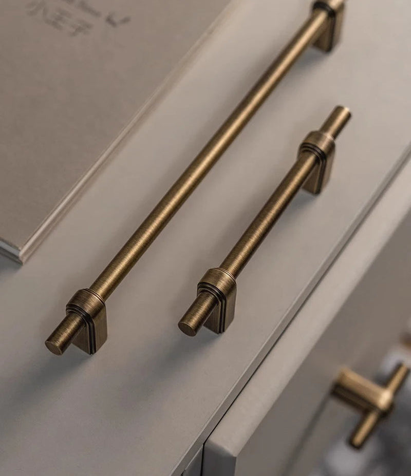 Solid Brass Cabinet Handle and Knob Drawer Knobs T Bar Bedroom Kitchen Handle Hardware / Drawer Pulls Antique Bronze