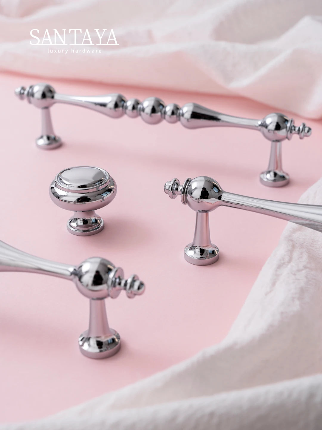 Chrome Brass Kitchen Cabinet Handles Solid Silver Copper Wardrobe Pulls Furniture Handle Dresser Drawer Knobs