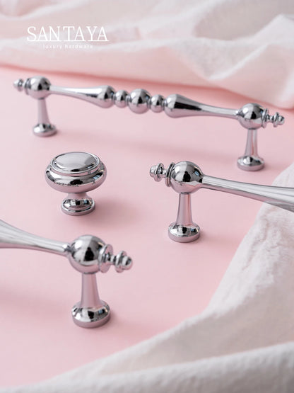 Chrome Brass Kitchen Cabinet Handles Solid Silver Copper Wardrobe Pulls Furniture Handle Dresser Drawer Knobs