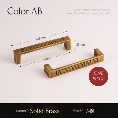 Solid Brushed Antique Brass Handles Chinese Style Kitchen Cabinet Pull Wardrobe Drawer Knob Furniture Handle