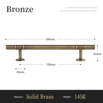 Antique Solid Brass Furniture Handles Modern Minimalist Conical Drawer Knob T-Bar Pull Bronze Kitchen Cabinet Handle