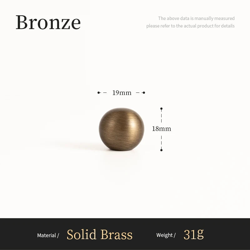 Antique Brass round Cabinet Handles Drawer Knobs Solid Vintage Bronze Knob Retro Brass Kitchen Hardware for Cupboard Furniture