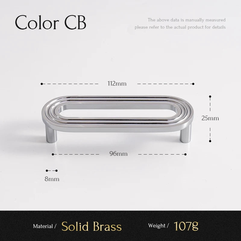 Solid Brass Handle Chrome Silver Kitchen Cabinet Pulls Bedroom Wardrobe Handles Luxury Furniture Drawer Knob