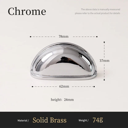 U-Shaped Chrome Furniture Handle Solid Brass Bright Silver Shell Drawer Knob Modern Simple T-Bar Cabinet Long Pull
