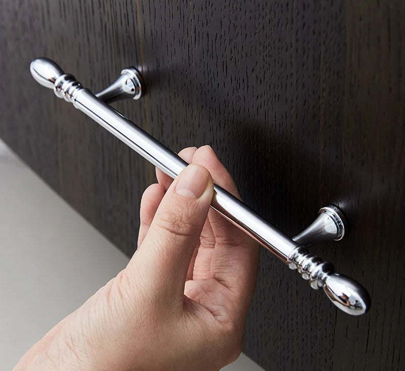 Brass Bright Silver Furniture Handles Nordic Modern Minimalist Chrome Luxury Wardrobe Kitchen Cabinet Closet Drawer Dresser Knob