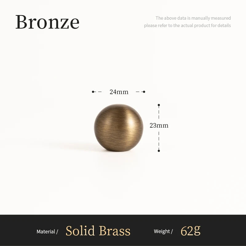 Antique Brass round Cabinet Handles Drawer Knobs Solid Vintage Bronze Knob Retro Brass Kitchen Hardware for Cupboard Furniture