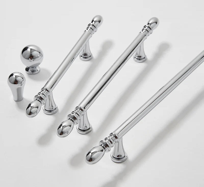 Brass Bright Silver Furniture Handles Nordic Modern Minimalist Chrome Luxury Wardrobe Kitchen Cabinet Closet Drawer Dresser Knob