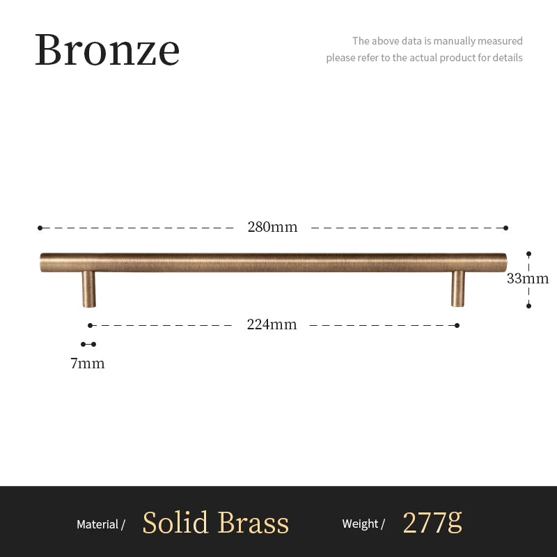 Antique Brass Solid T Bar Cabinet Minimalist Long Handles Bronze Kitchen Cabinet Pulls Dresser Drawer Knobs