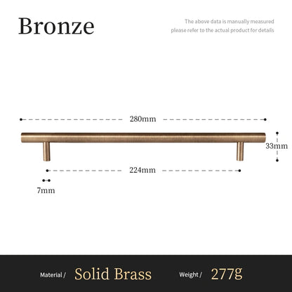 Antique Brass Solid T Bar Cabinet Minimalist Long Handles Bronze Kitchen Cabinet Pulls Dresser Drawer Knobs
