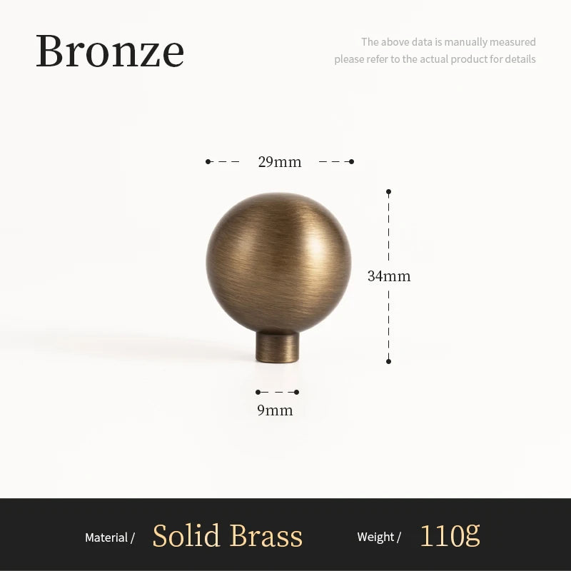 Antique Brass round Cabinet Handles Drawer Knobs Solid Vintage Bronze Knob Retro Brass Kitchen Hardware for Cupboard Furniture