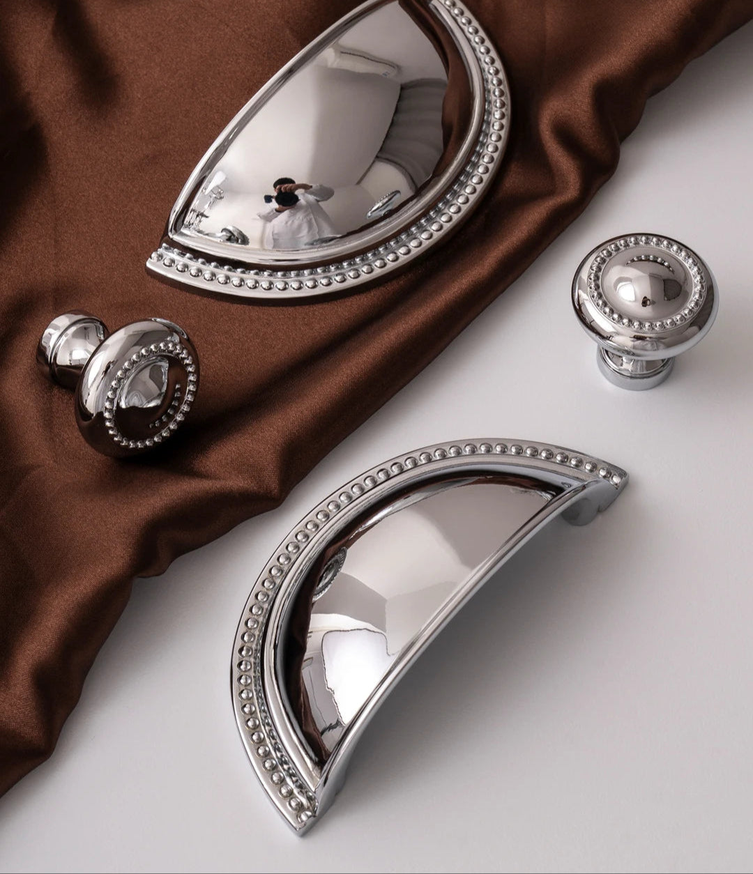 Solid Brass Cabinet Handle Chrome Silver Kitchen Cabinet Pull Wardrobe Dresser Drawer Knob Furniture Hardware Accessories