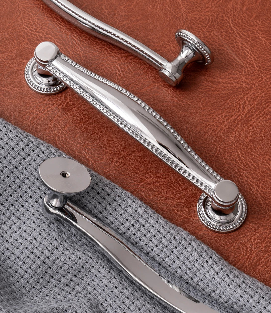 Solid Brass Cabinet Handle Chrome Silver Kitchen Cabinet Pull Wardrobe Dresser Drawer Knob Furniture Hardware Accessories
