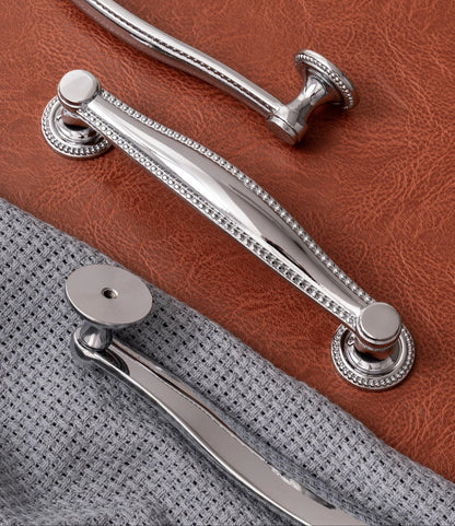 Solid Brass Cabinet Handle Chrome Silver Kitchen Cabinet Pull Wardrobe Dresser Drawer Knob Furniture Hardware Accessories
