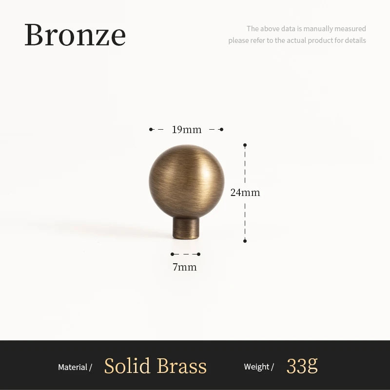 Antique Brass round Cabinet Handles Drawer Knobs Solid Vintage Bronze Knob Retro Brass Kitchen Hardware for Cupboard Furniture