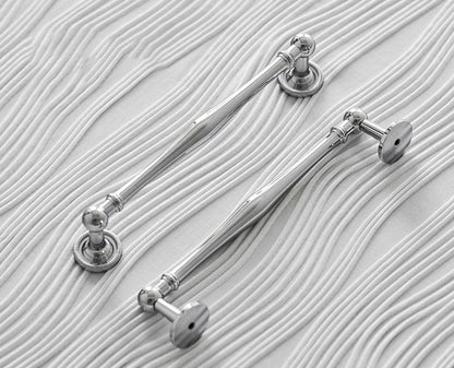 Solid Brass Furniture Handles Luxury Wardrobe Door Cabinet Handle Drawer Knob Chrome Bright Silver Cabinet Pull