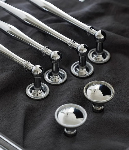 Solid Brass Furniture Handles Luxury Wardrobe Door Cabinet Handle Drawer Knob Chrome Bright Silver Cabinet Pull