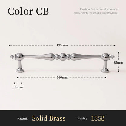 Chrome Brass Kitchen Cabinet Handles Solid Silver Copper Wardrobe Pulls Furniture Handle Dresser Drawer Knobs