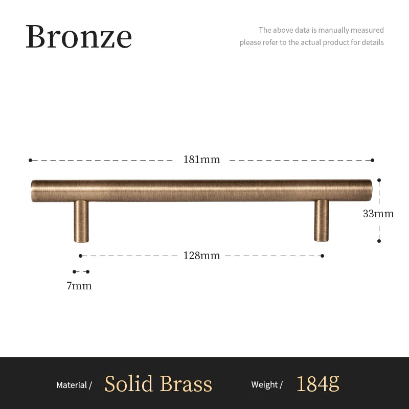 Antique Brass Solid T Bar Cabinet Minimalist Long Handles Bronze Kitchen Cabinet Pulls Dresser Drawer Knobs