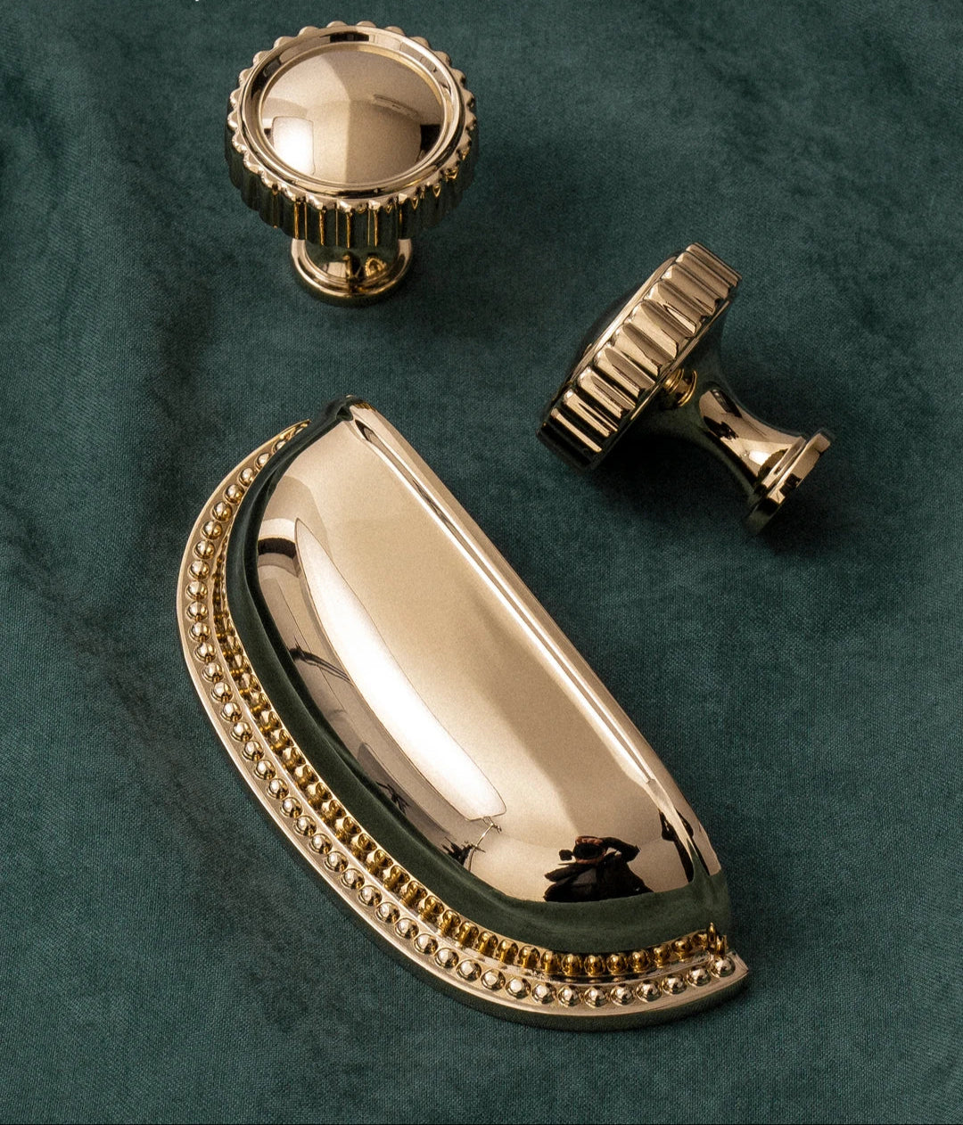 Solid Brass Kitchen Cabinet Handle Bright PVD Gold Luxury Furniture Pull Wardrobe Dresser Drawer Knob