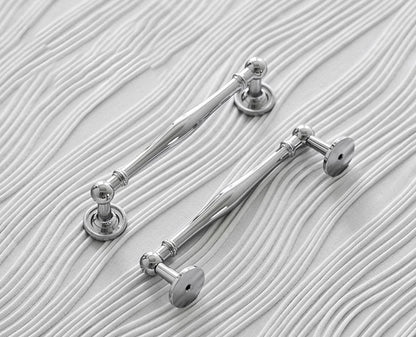 Solid Brass Furniture Handles Luxury Wardrobe Door Cabinet Handle Drawer Knob Chrome Bright Silver Cabinet Pull