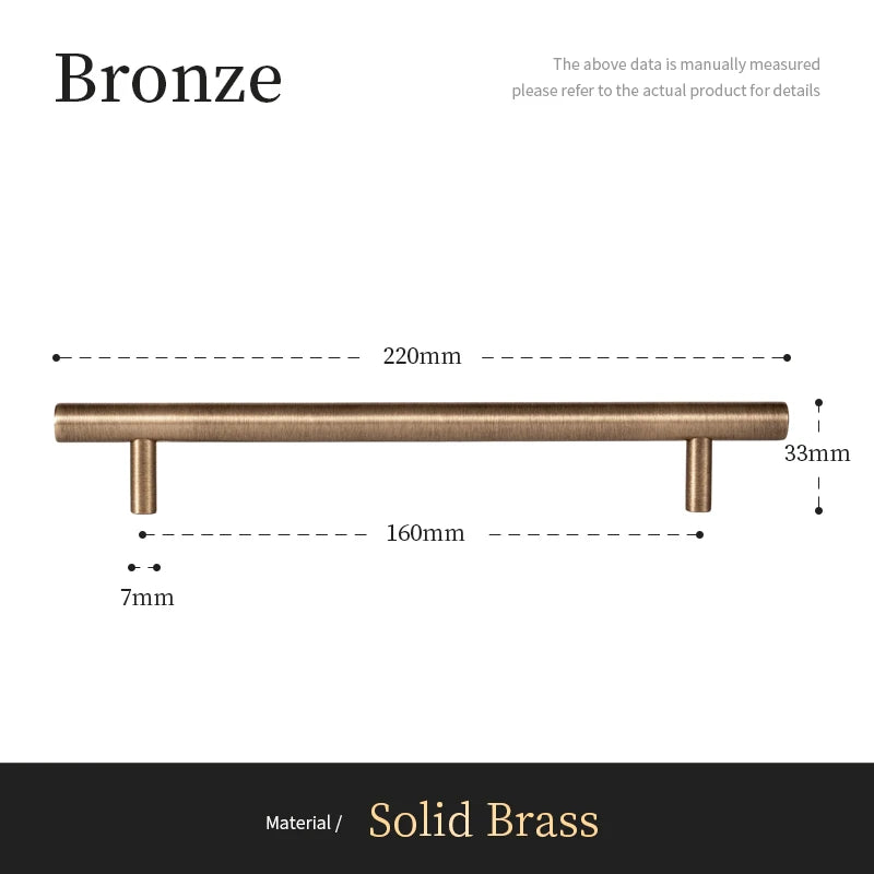 Antique Brass Solid T Bar Cabinet Minimalist Long Handles Bronze Kitchen Cabinet Pulls Dresser Drawer Knobs