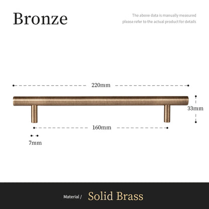 Antique Brass Solid T Bar Cabinet Minimalist Long Handles Bronze Kitchen Cabinet Pulls Dresser Drawer Knobs