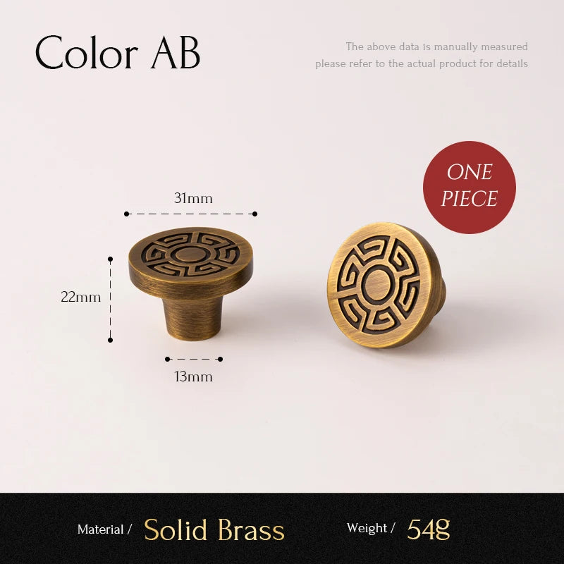 Solid Brushed Antique Brass Handles Chinese Style Kitchen Cabinet Pull Wardrobe Drawer Knob Furniture Handle