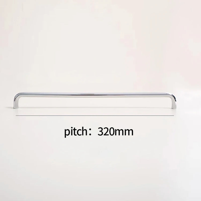 U-Shaped Chrome Furniture Handle Solid Brass Bright Silver Shell Drawer Knob Modern Simple T-Bar Cabinet Long Pull
