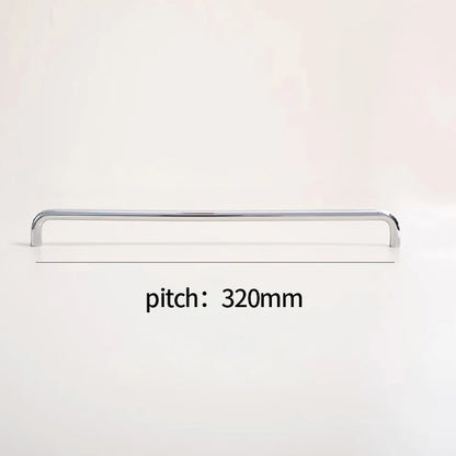 U-Shaped Chrome Furniture Handle Solid Brass Bright Silver Shell Drawer Knob Modern Simple T-Bar Cabinet Long Pull