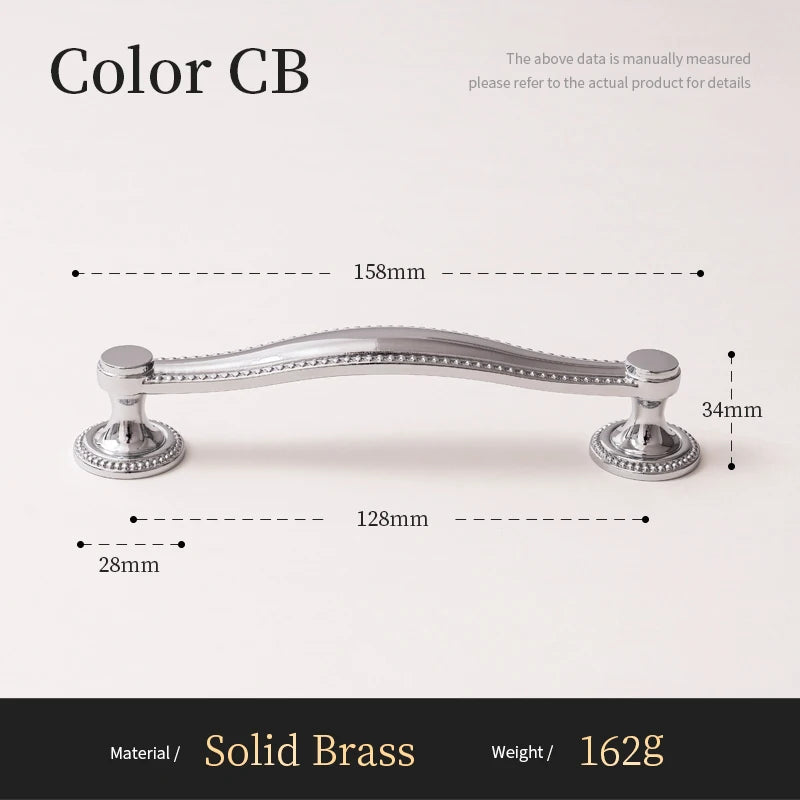 Solid Brass Cabinet Handle Chrome Silver Kitchen Cabinet Pull Wardrobe Dresser Drawer Knob Furniture Hardware Accessories