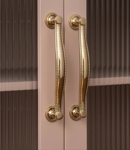 Brass Kitchen Cabinet Pull PVD Bright Gold Bedroom Dressing Table Handle Wardrobe Drawer Knob Luxury Furniture Hardware