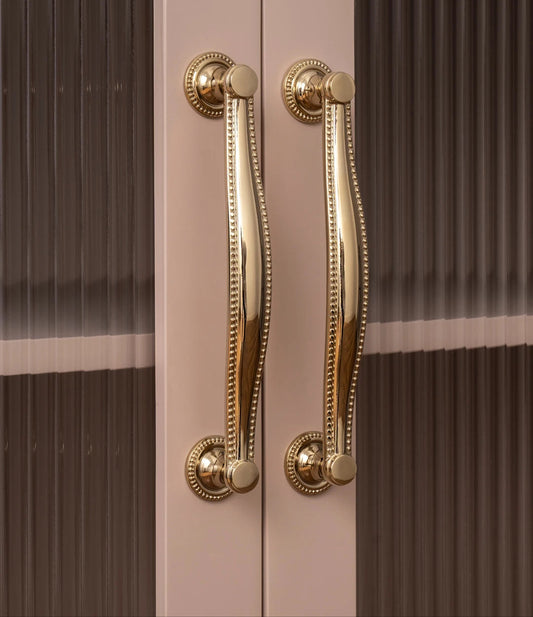 Brass Kitchen Cabinet Pull PVD Bright Gold Bedroom Dressing Table Handle Wardrobe Drawer Knob Luxury Furniture Hardware