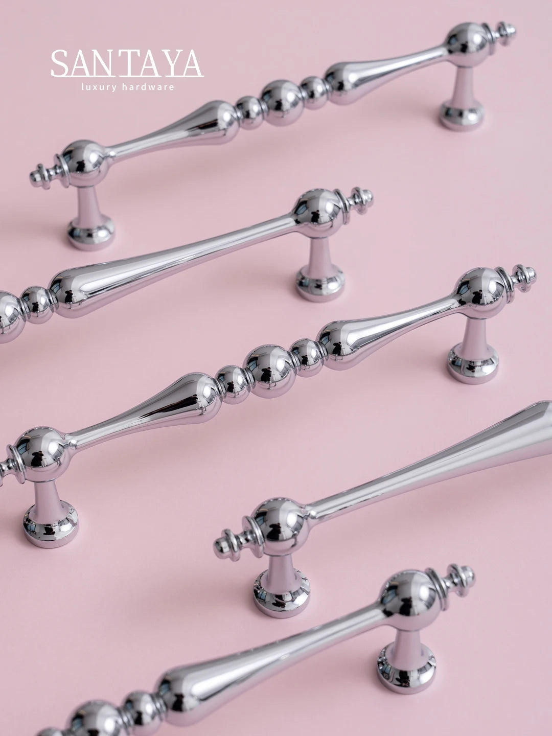 Chrome Brass Kitchen Cabinet Handles Solid Silver Copper Wardrobe Pulls Furniture Handle Dresser Drawer Knobs