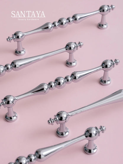 Chrome Brass Kitchen Cabinet Handles Solid Silver Copper Wardrobe Pulls Furniture Handle Dresser Drawer Knobs