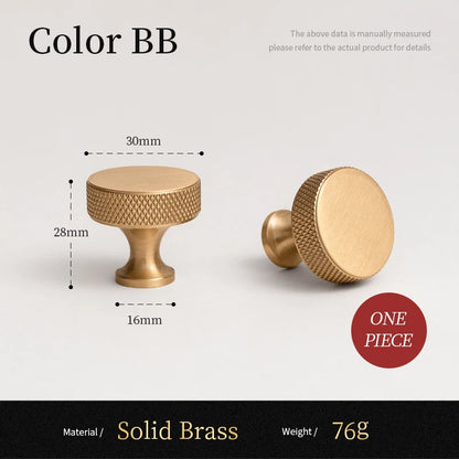 Solid Brushed Brass Handle Cross Knurled Kitchen Cabinet Pulls Wardrobe Drawer Knob