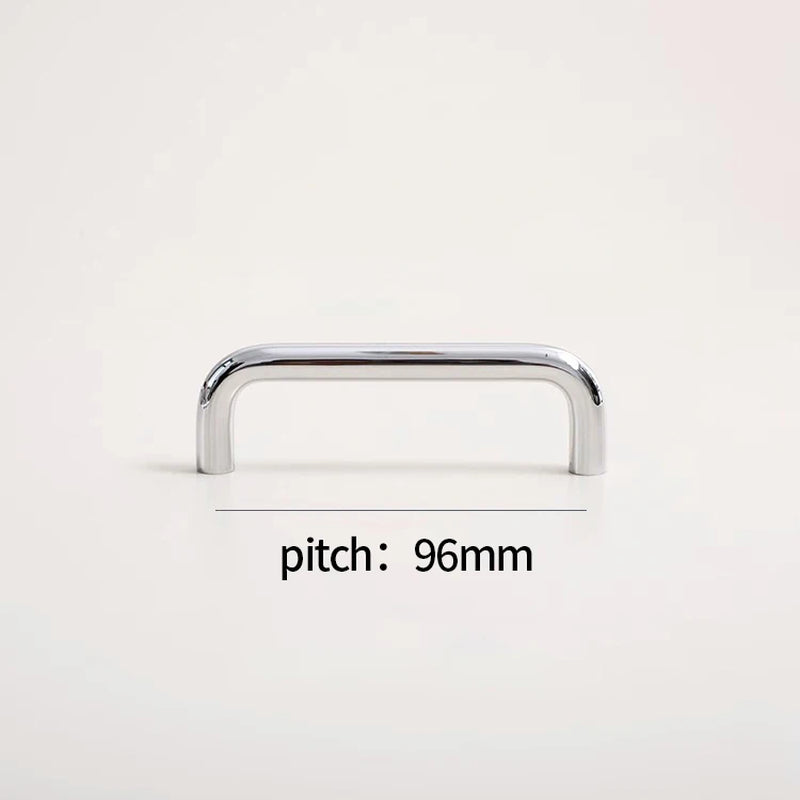 U-Shaped Chrome Furniture Handle Solid Brass Bright Silver Shell Drawer Knob Modern Simple T-Bar Cabinet Long Pull